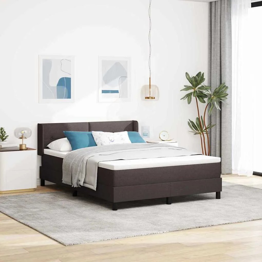 vidaXL Cama Box Marrom Escuro 140 x 200 cm Tecido e Espuma