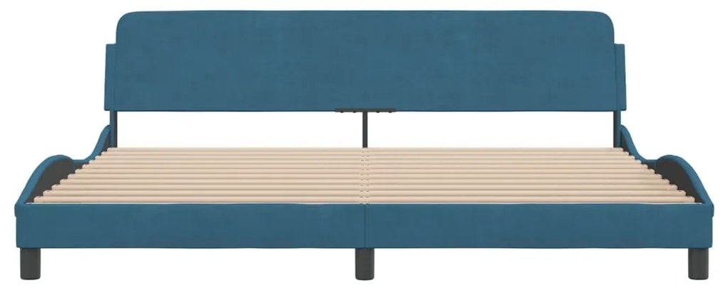 Estrutura de cama c/ cabeceira 200x200 cm veludo azul