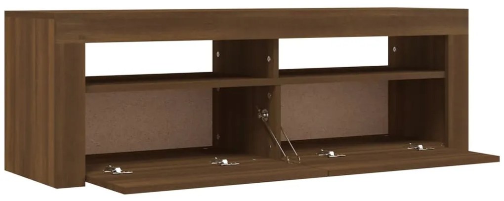Móvel de TV com luzes LED 120x35x40 cm cor carvalho castanho