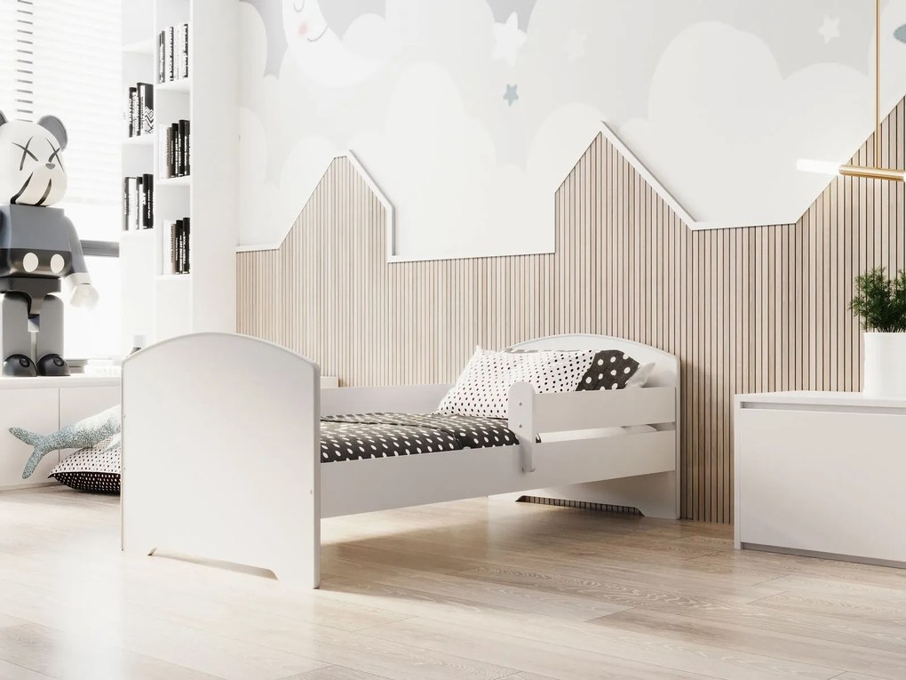 Cama infantil Luk 160x80 branca com grade - colchão e estrado incluido