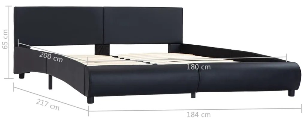 Estrutura de cama c/ LED 180x200 cm couro artificial preto