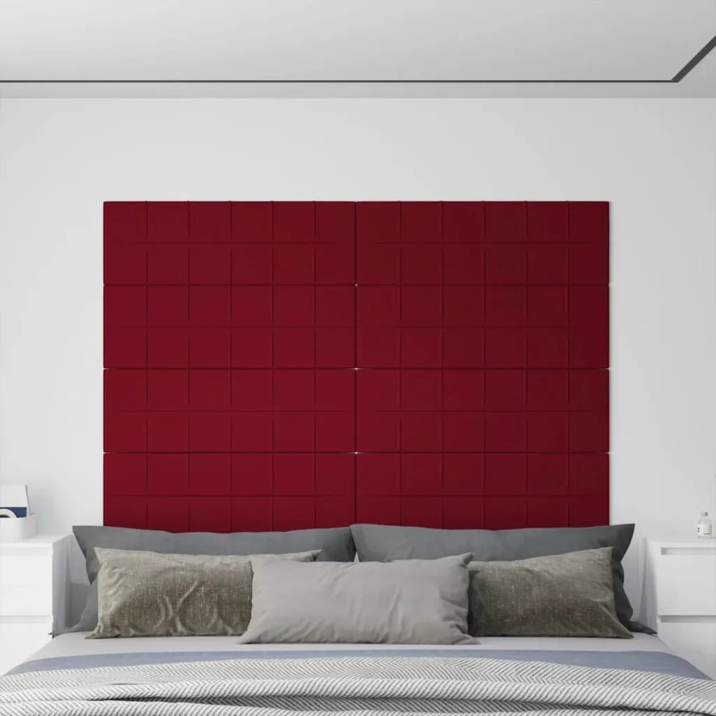 vidaXL Painel de parede 12 pcs 90x30 cm veludo 3,24 m² vermelho tinto