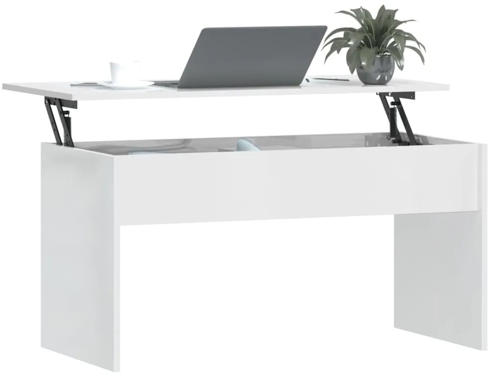 Mesa de Centro Beira Elevatória de 102 cm - Branco Brilhante - Design