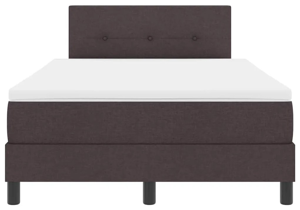 Cama Box Spring com Colchão &amp; LED Marrom Escuro 120x190 cm Tecido