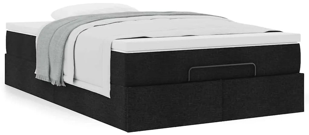 Estrutura de cama otomana com colchão preto 120x190 cm tecido