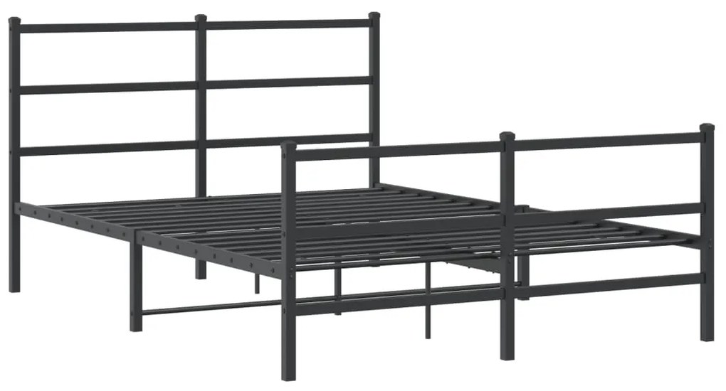 Estrutura de cama com cabeceira e pés 140x200 cm metal preto