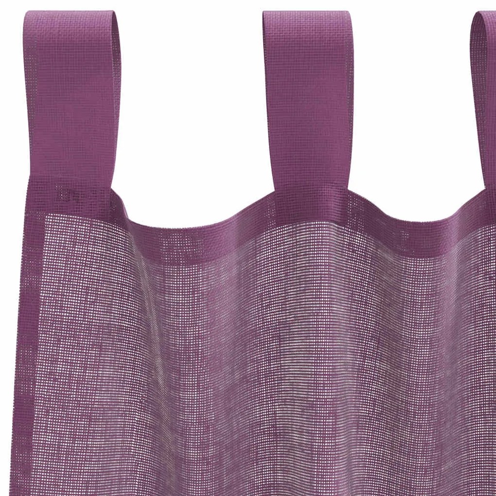 Cortinas de voile com laços 2 pcs roxo 140x245 cm
