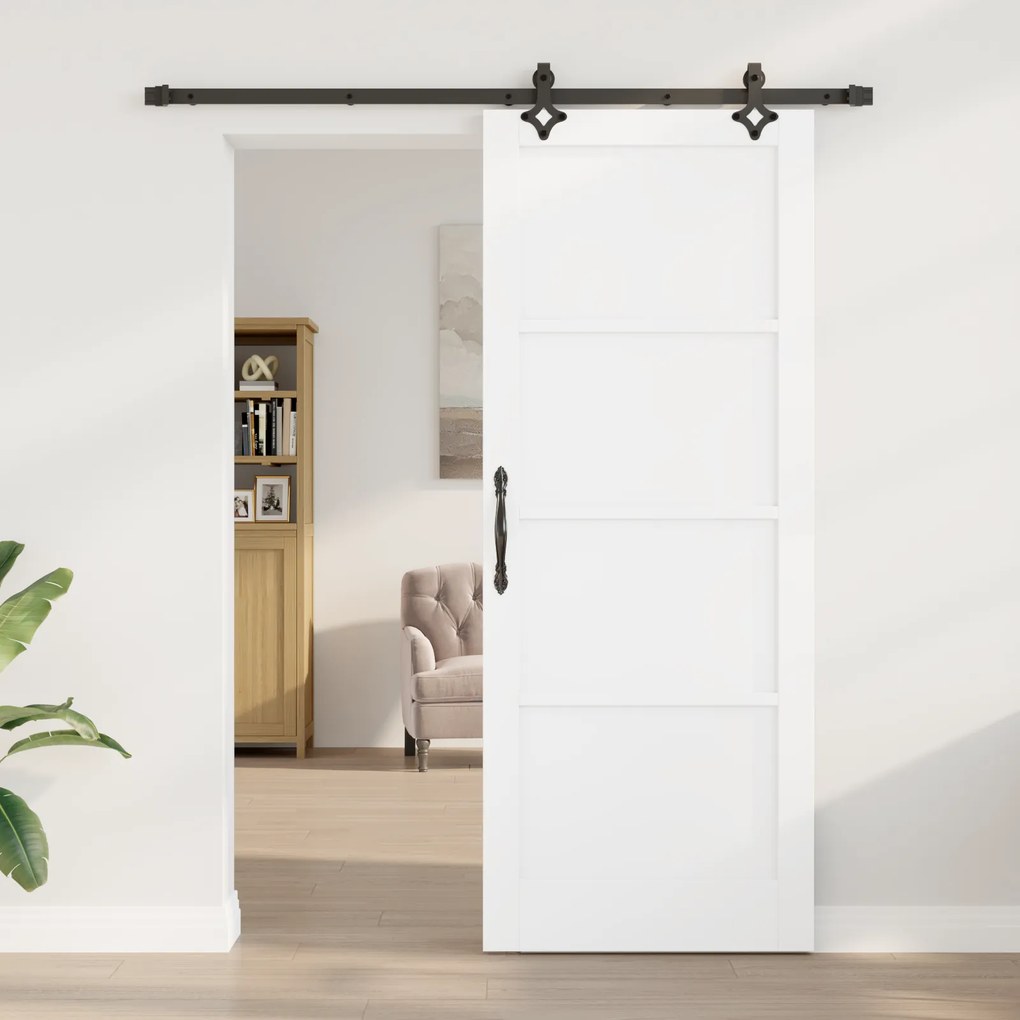 Porta Deslizante vidaXL com Conjunto de Ferragens Branca 83x211 cm Mad