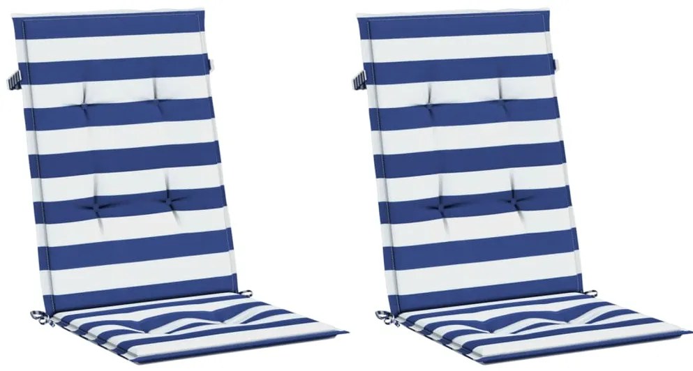 Almofadões cadeira encosto alto 2 pcs tecido riscas azul/branco
