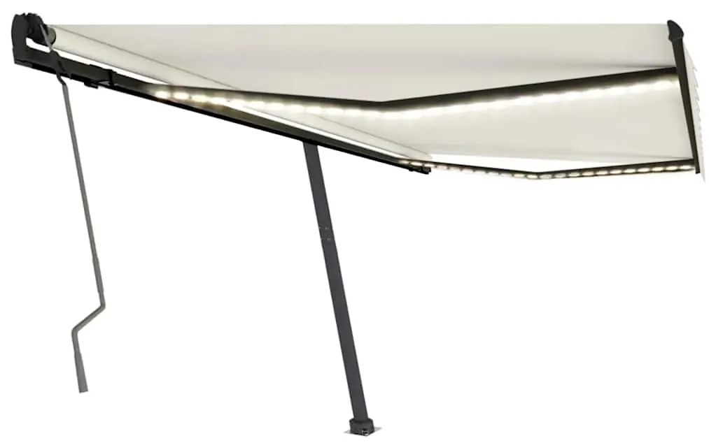 Toldo retrátil manual com LED 450x300 cm cor creme