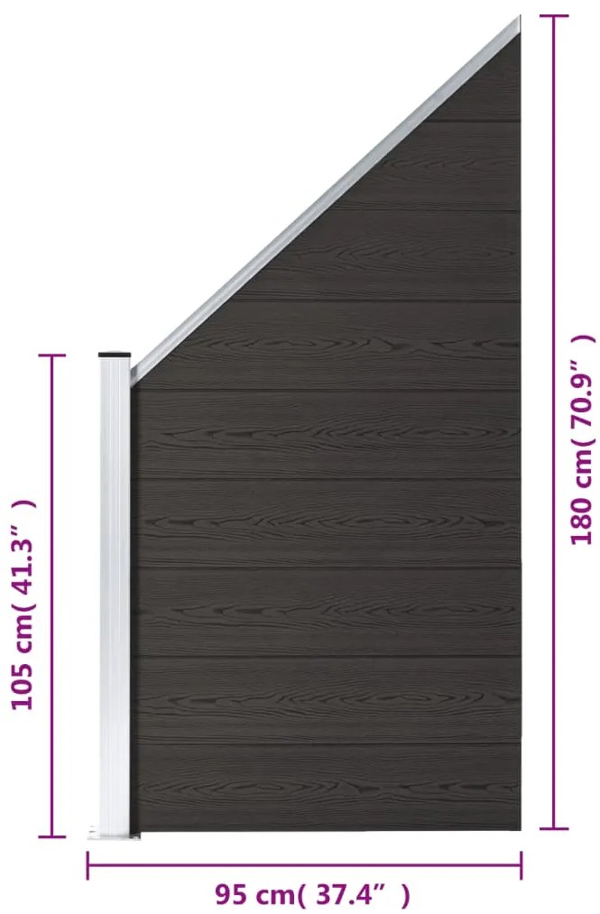 Painel de vedação WPC 95x(105-180) cm preto
