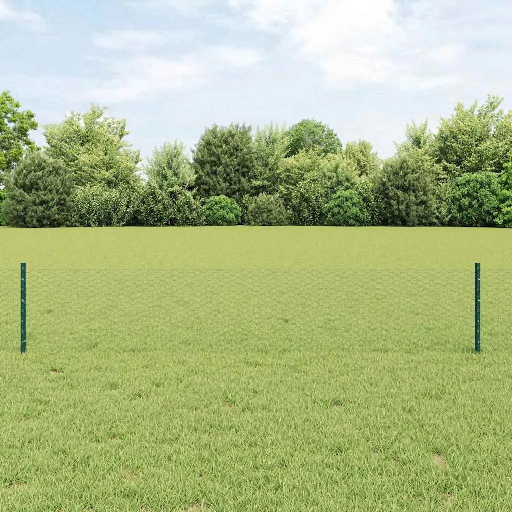 Postes de Cerca vidaXL 11 pcs U-Channel Verde 40 cm Aço