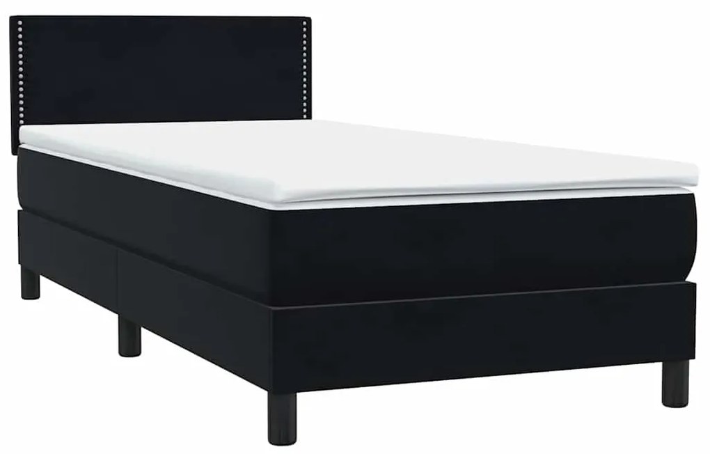 Cama com molas/colchão 80x220 cm veludo preto