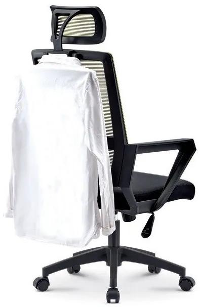Cadeira de escritório ASTON, branco, rede cinza, tecido vermelho