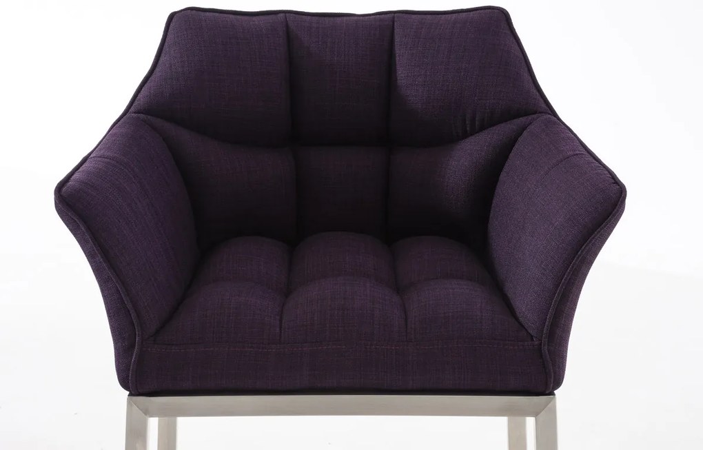 Banco de bar Damaso em tecido com estrutura prateada 64 x 110 x 48 cm Roxo