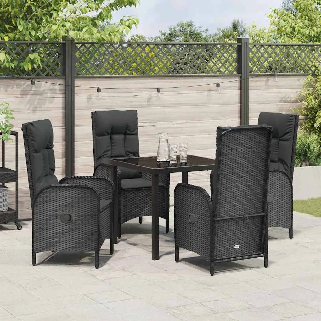 Conjunto de Jantar para Jardim 5 Peças em Rattan Sintético Preto