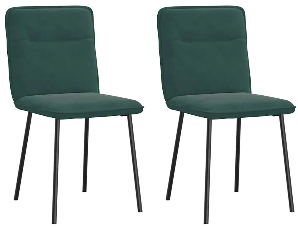 Cadeiras de jantar 2 pcs veludo verde-escuro