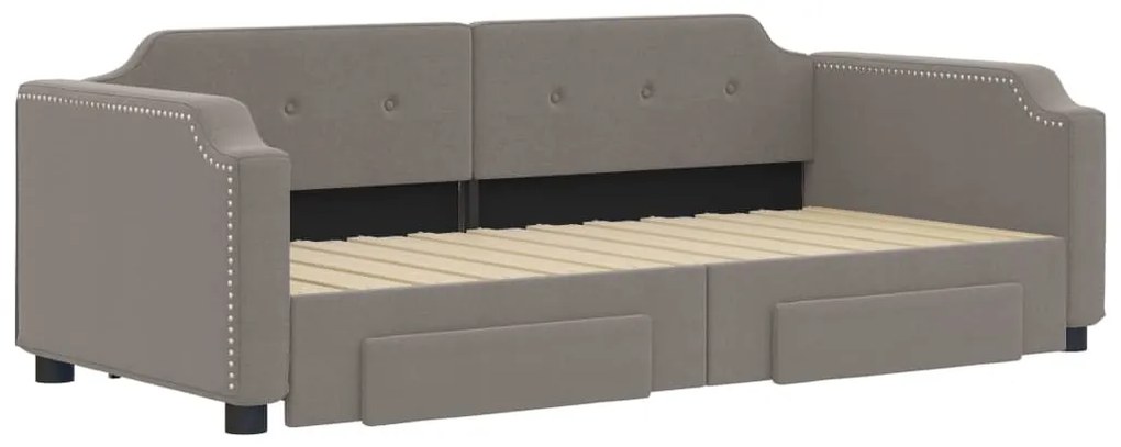 Sofá-cama c/ gavetão/gavetas 80x200 cm tecido cinza-acastanhado