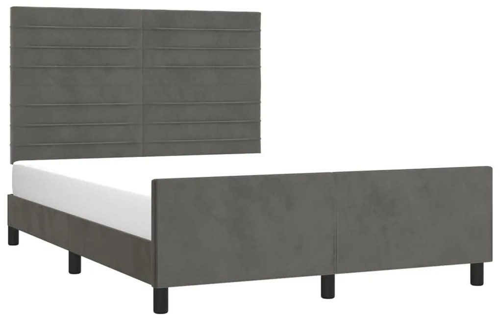 Estrutura de cama sem colchão 140x190 cm veludo cinzento-escuro