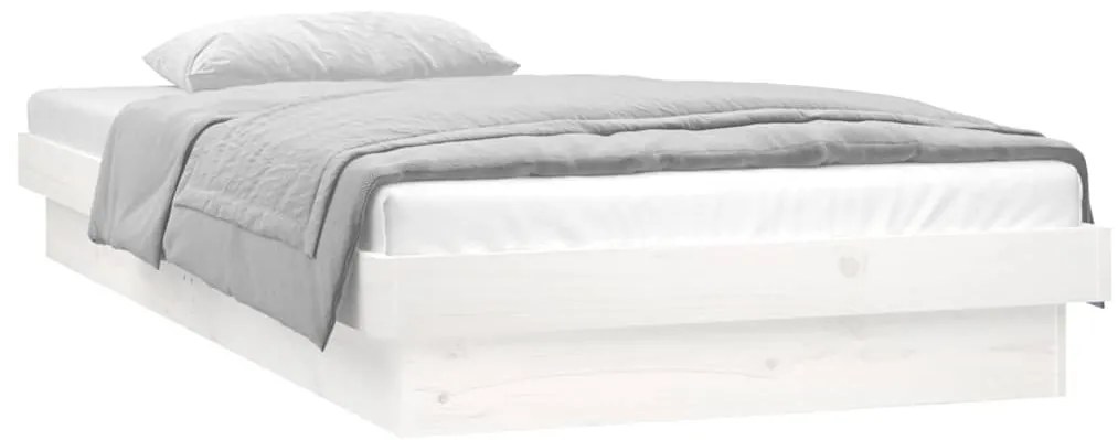 Estrutura cama c/ LED solteiro 75x190 cm madeira maciça branco