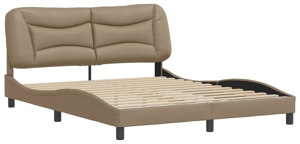 Estrutura cama cabeceira 160x200 cm couro artificial cappuccino