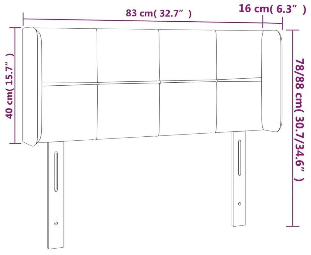 Cabeceira cama abas tecido 83x16x78/88 cm cinzento-acastanhado