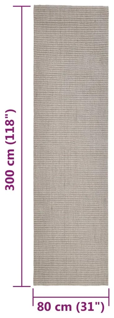 Tapete sisal natural 80x300 cm cor areia