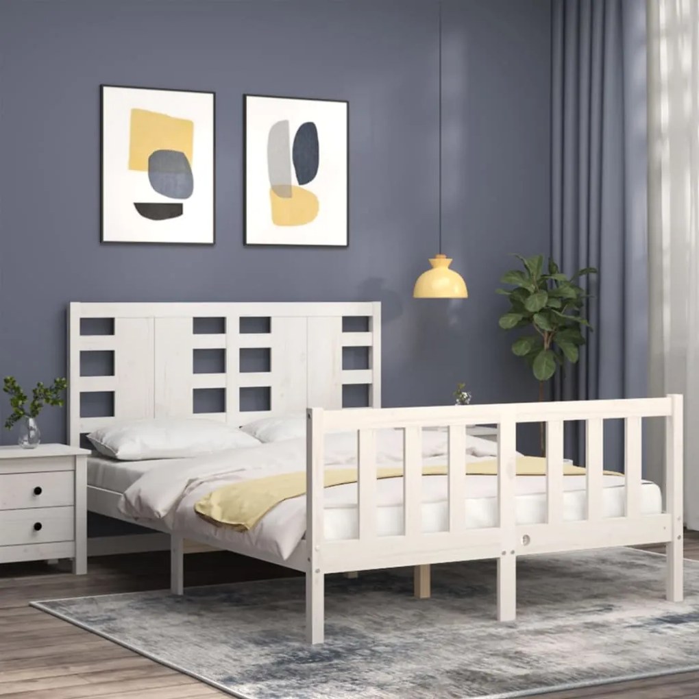 Cama sem colchão 120x200 cm madeira de pinho maciça branco