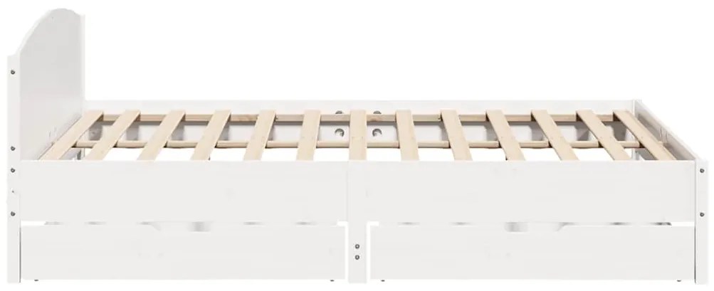 Cama sem colchão 200x200 cm madeira de pinho maciça branco