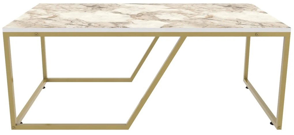 Mesa de Café Wendy - Branco e Dourado - 120x60x48cm