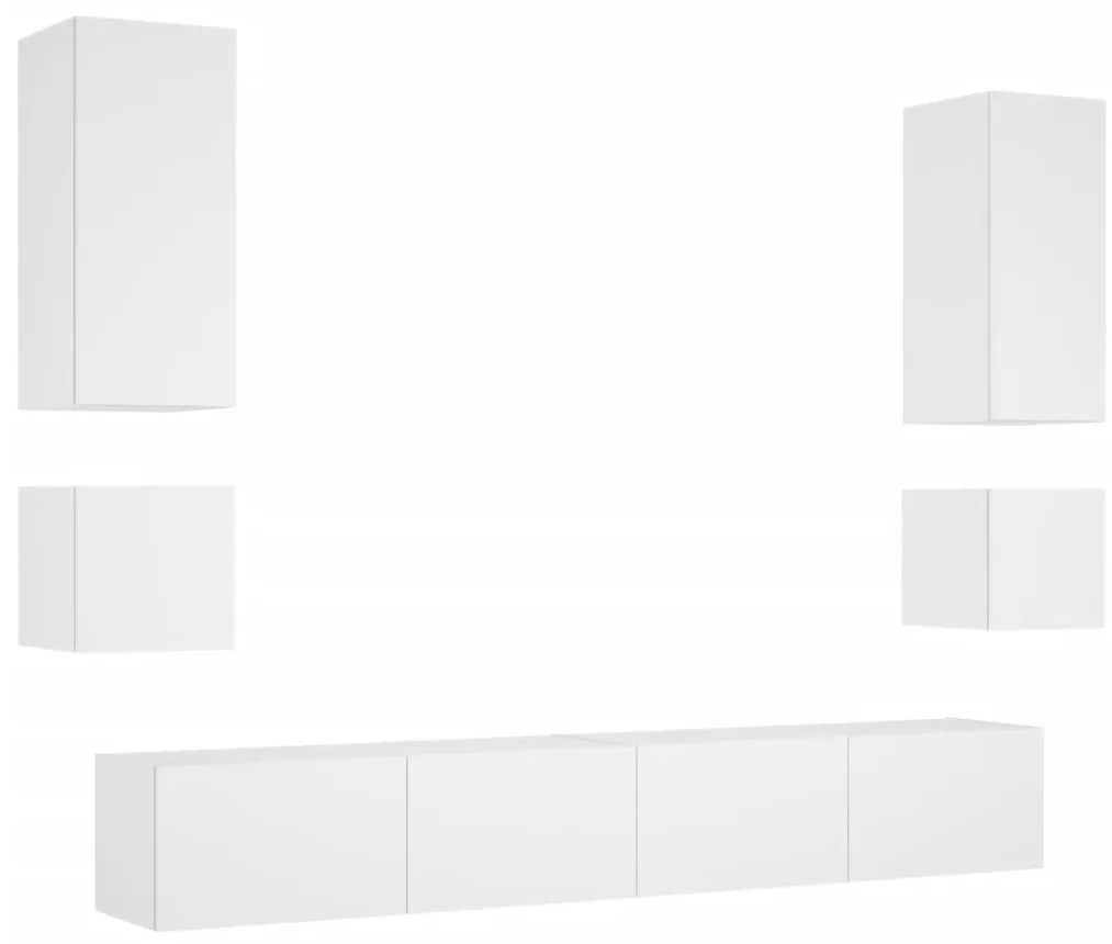 6 pcs móveis de parede para TV com luzes LED branco