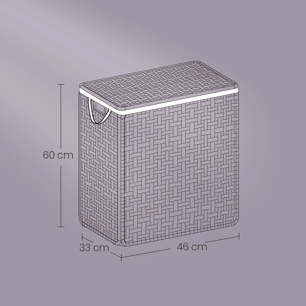 Cesto para roupa suja 90L em Polyrattan 46 x 33 x 60 cm Preto