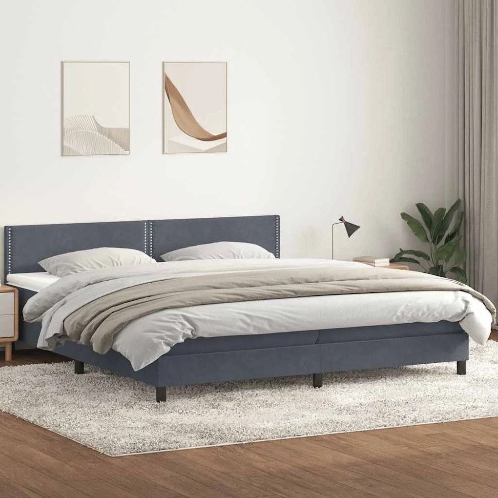 vidaXL Cama com molas/colchão 180x220 cm veludo cinzento-escuro