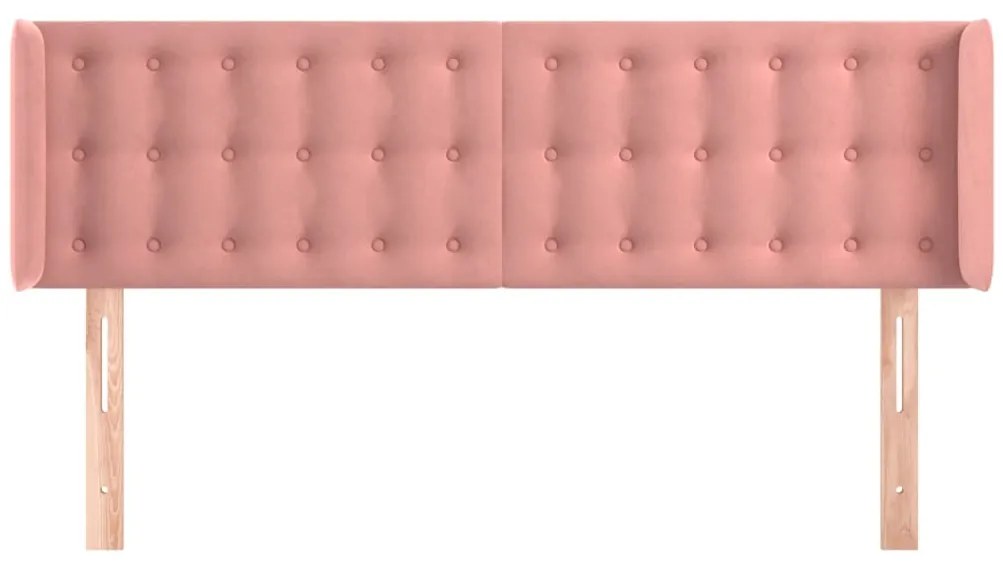 Cabeceira de cama c/ abas veludo 147x16x78/88 cm rosa