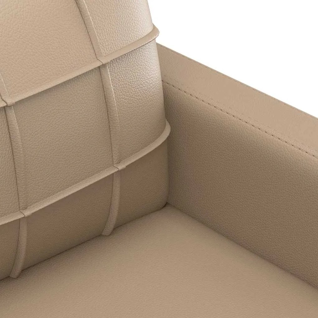 Sofá de 3 lugares 180 cm couro artificial cor cappuccino