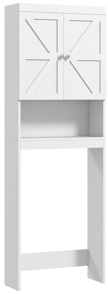 HOMCOM Armário de Arrumação Acima Das Sanitas Móvel de Casa de Banho Armário 2 Portas Prateleira 58,5x23x170 cm Branco | Aosom Portugal