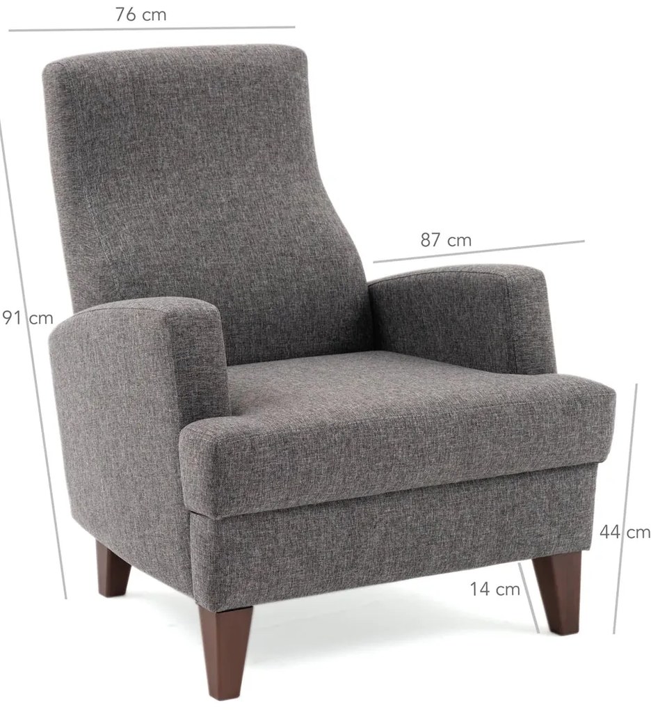 Cadeira Wing Kana – Cinzento Escuro – 76x91x87 cm