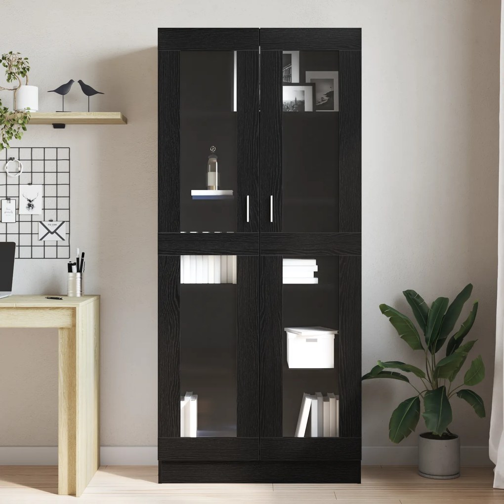 Armários de livros vidaXL 2 unidades Carvalho Preto 82,5x30,5x185 cm M
