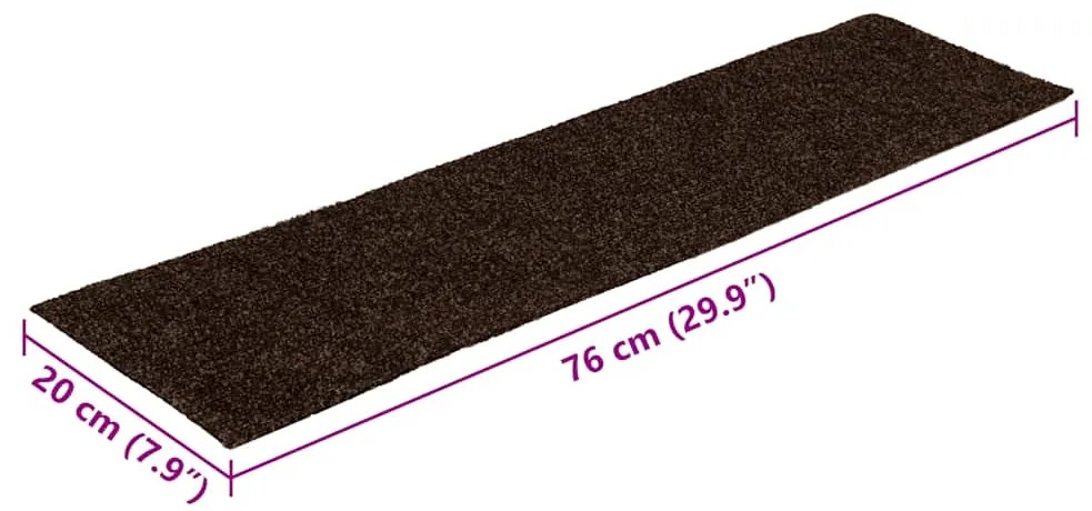 Tapetes de escada adesivos 30 pcs 76x20 cm retangular castanho