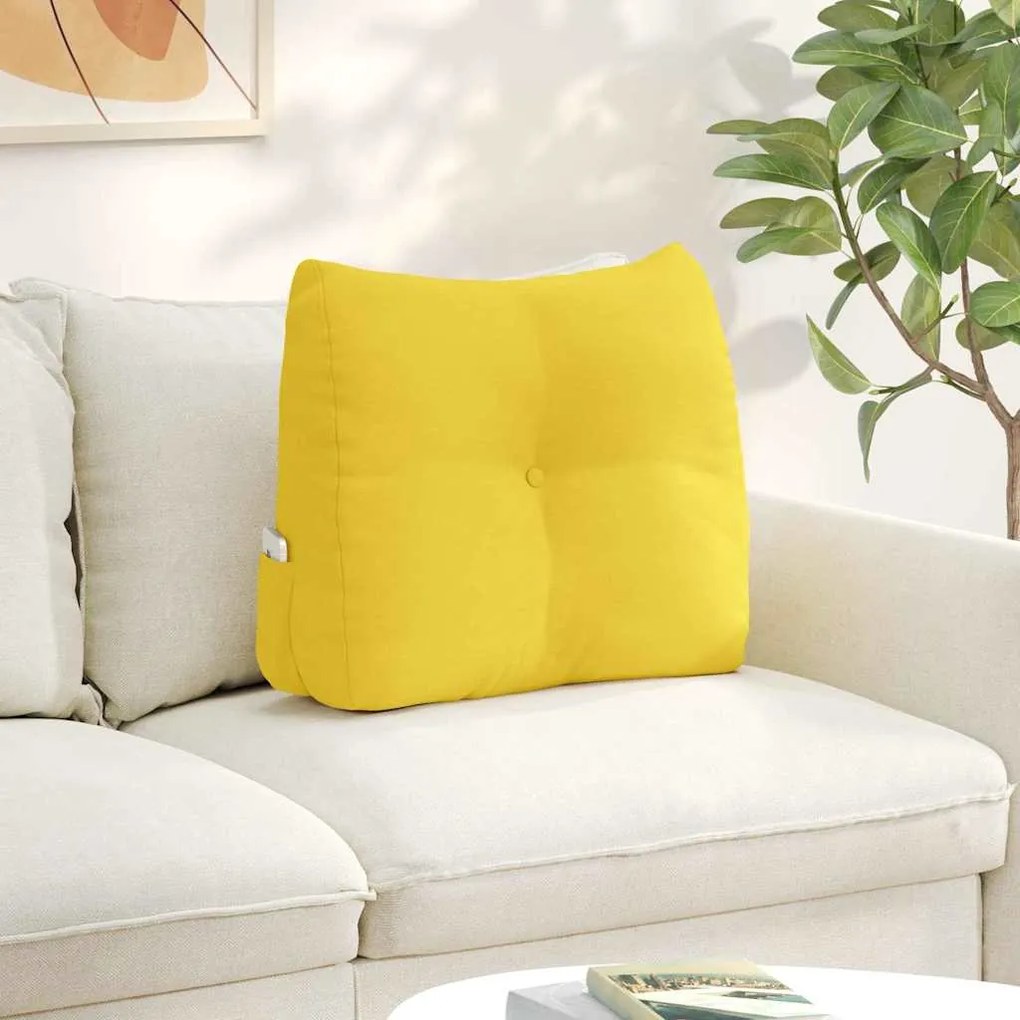 vidaXL Travesseiro para Costas Amarelo Claro 60 x 24 x 50 cm tecido