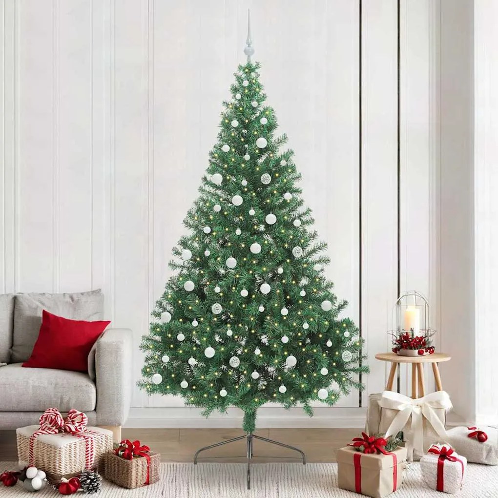 vidaXL Árvore de Natal Artificial Pré-iluminada Verde 240 cm PVC