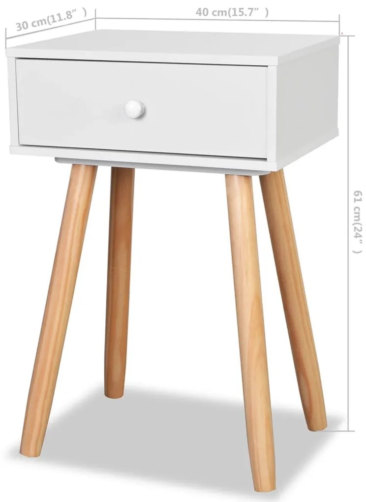 Mesas de cabeceira 2 pcs pinho maciço 40x30x61 cm branco