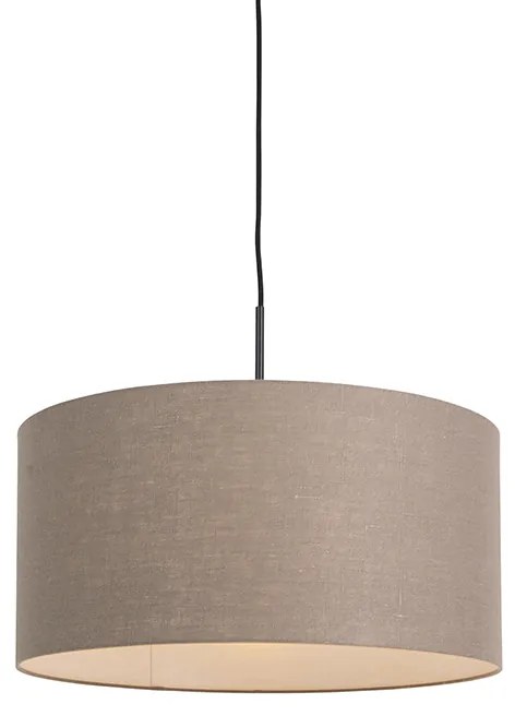 Candeeiro de suspensão rústico preto com aba-juro castanho 50 cm - Combi 1 Moderno,Rústico