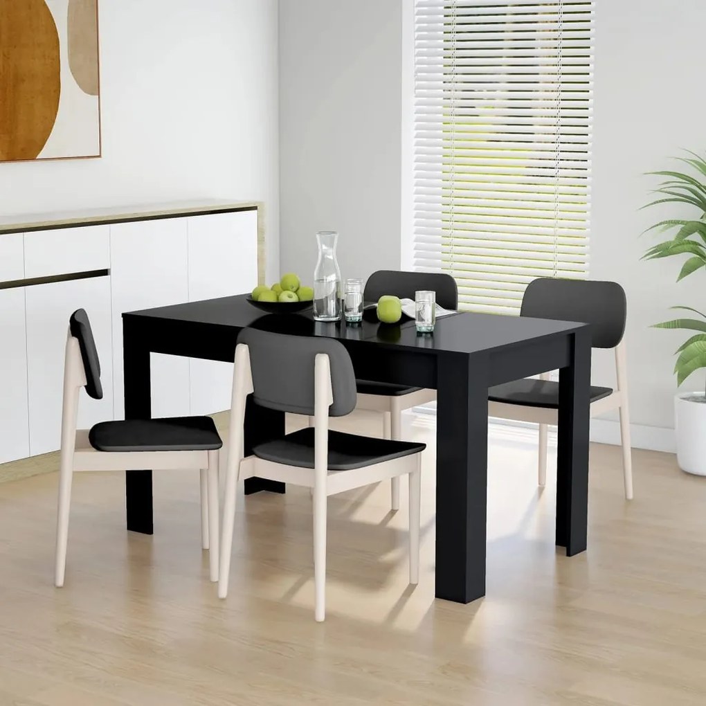 804203 vidaXL Mesa de jantar 140x74,5x76 cm contraplacado preto