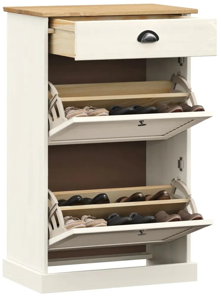 Sapateira VIGO 60x35x96 cm madeira de pinho maciça branco