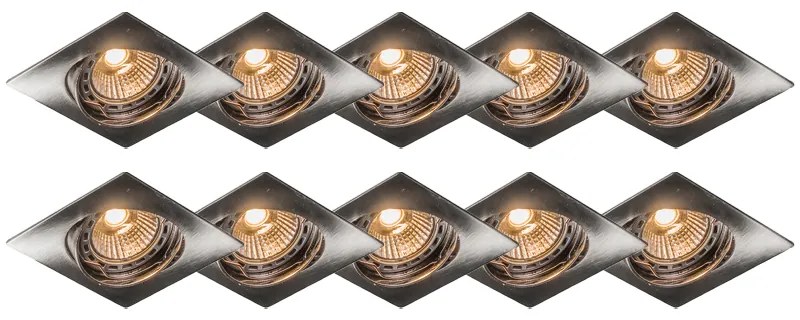 Foco embutido moderno em aço inclinável conjunto de 10 - Edu