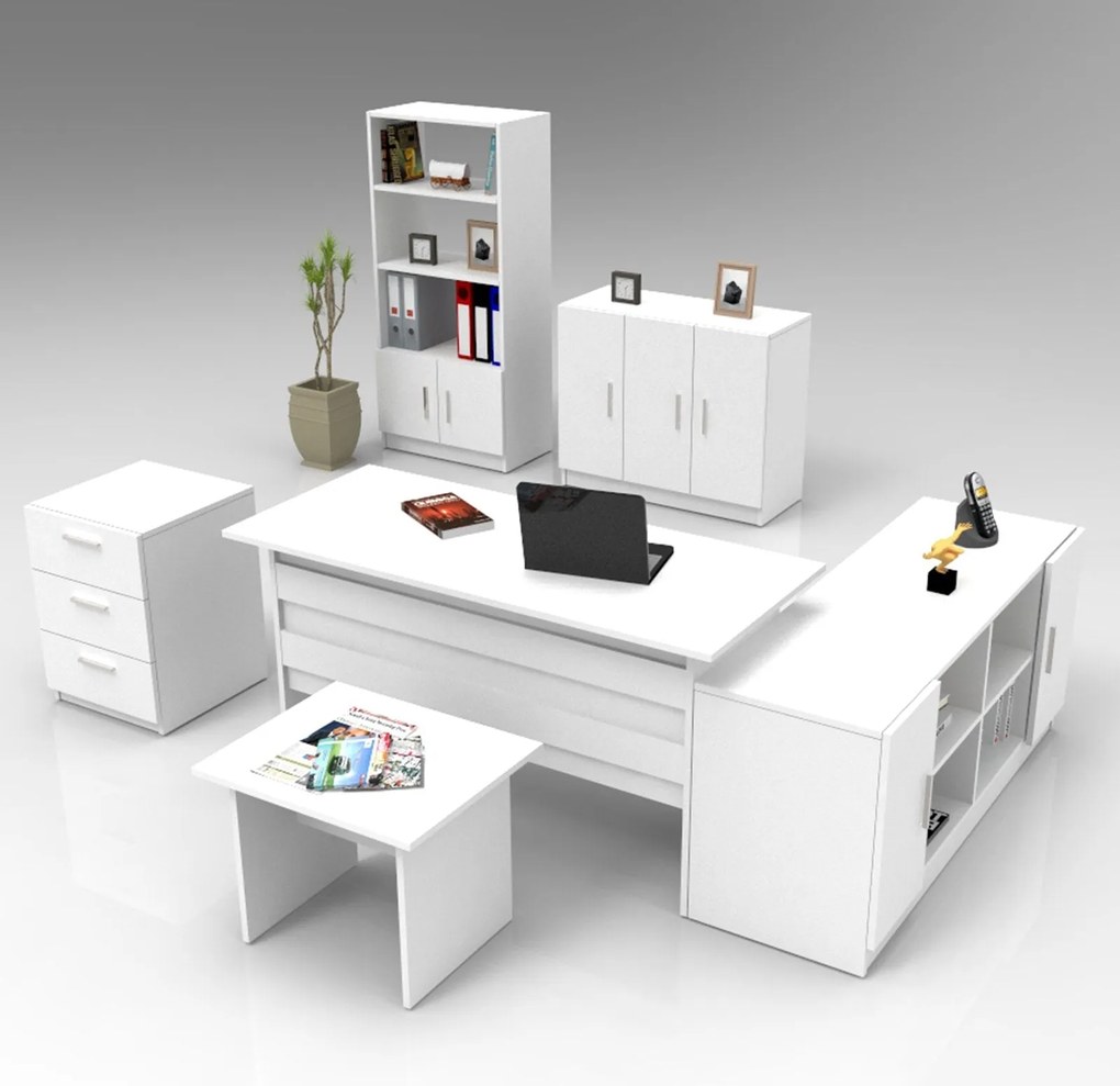 Conjunto de Mobiliário de Escritório VO17 – Branco – Espessura 18 mm