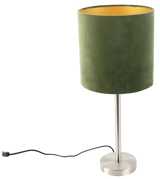 Candeeiro de mesa em aço com cúpula verde 25 cm - Simplo