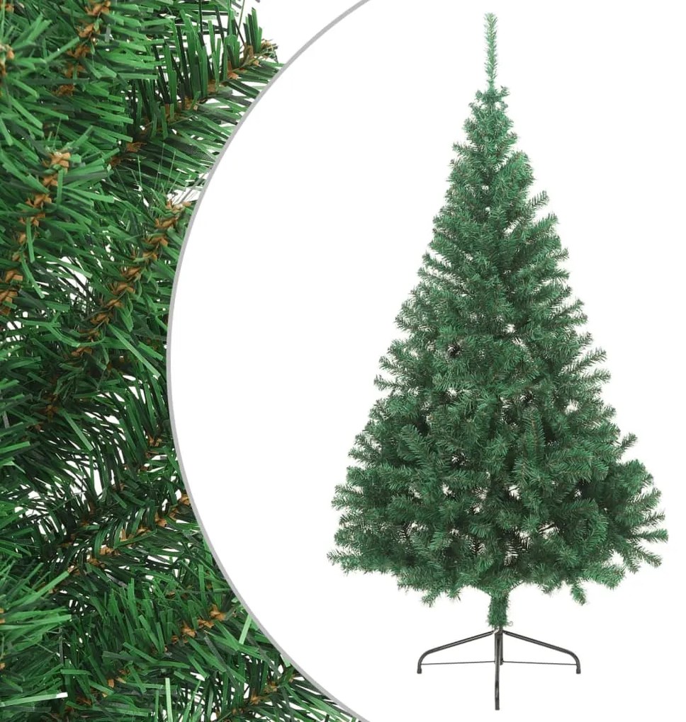 321033 vidaXL Meia árvore de Natal artificial com suporte 210 cm PVC verde
