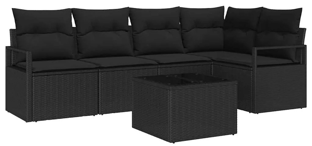 Conjunto de sofá de jardim de 6 peças com almofadas bege em rattan